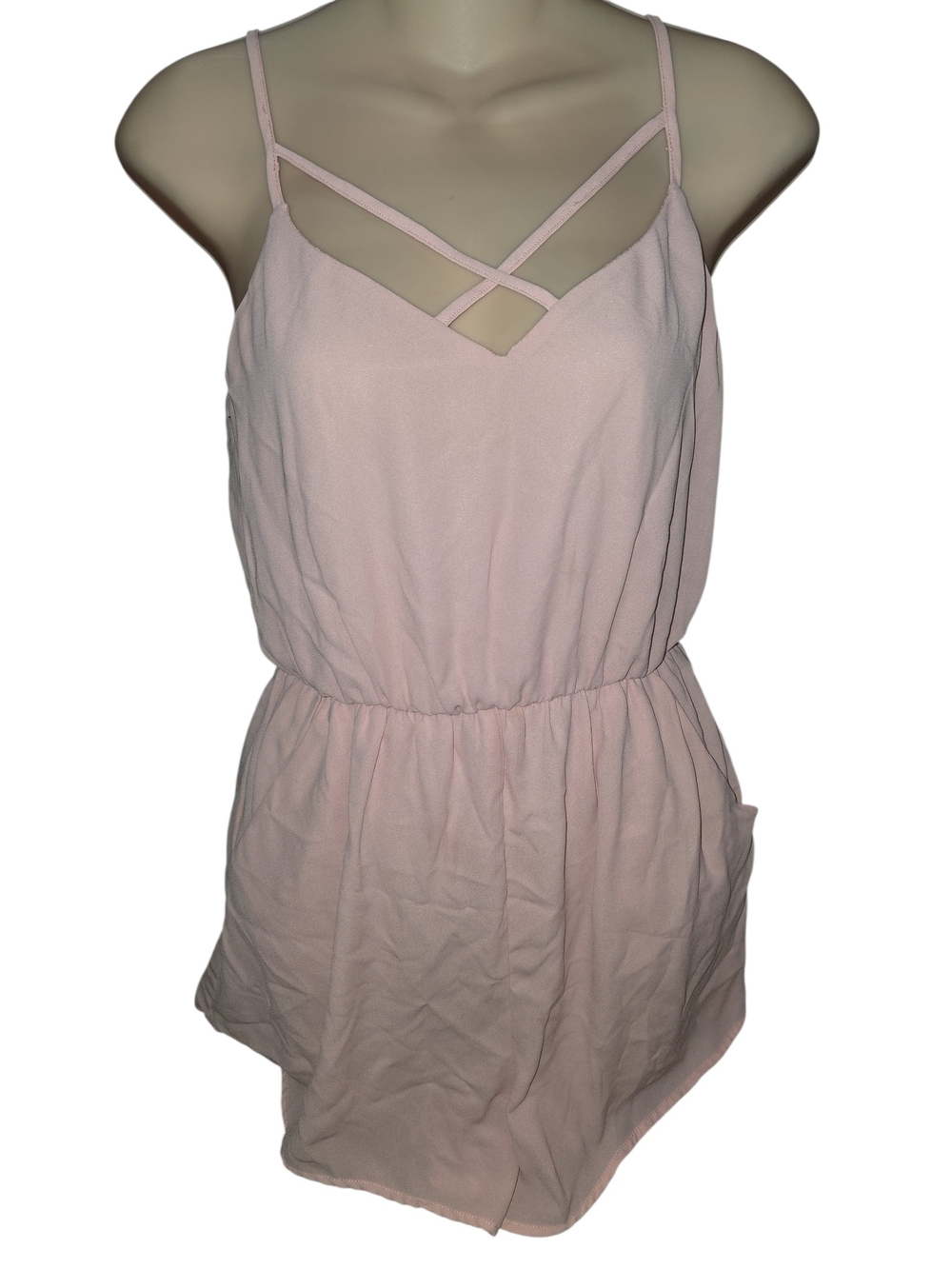 Lush Pink Thin Strap Shorts Jumper/one Piece Womens Small With Pockets